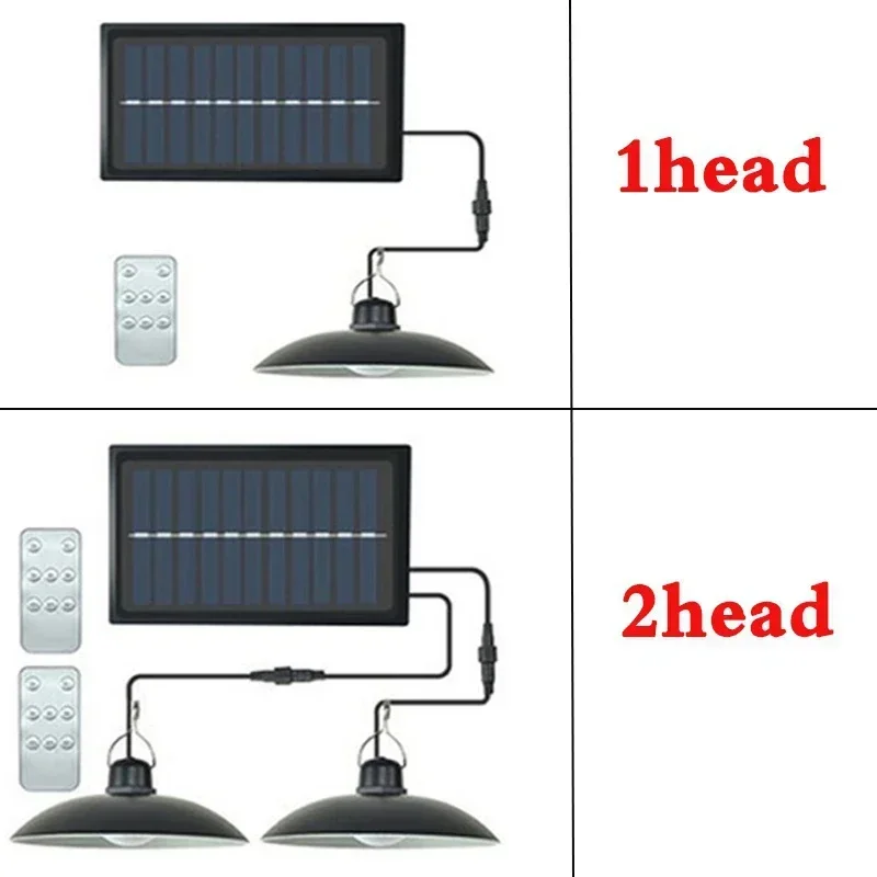 

Solar Pendant Light Outdoor Waterproof LED Lamp Double-head Chandelier Decorations with Remote Control for Indoor Shed Barn Room