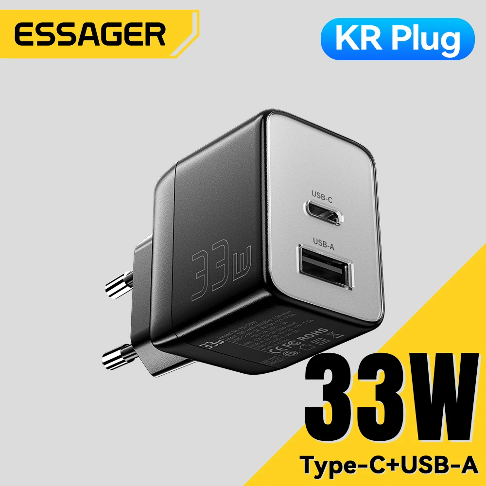 

Essager 33W GaN Charger Quick Charge PD3.0 18W Fast Charging For Samsung S23 S22 Ultra S21 S20 USB C Charger For iPhone 15 14 13