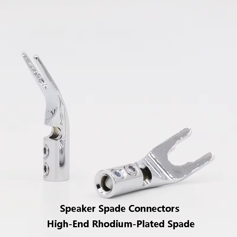 

Speaker Spade Connectors High-End Rhodium-Plated Spade Fork Adapter Banana Plug-Pure Red Copper Spade Plug Screw Locking