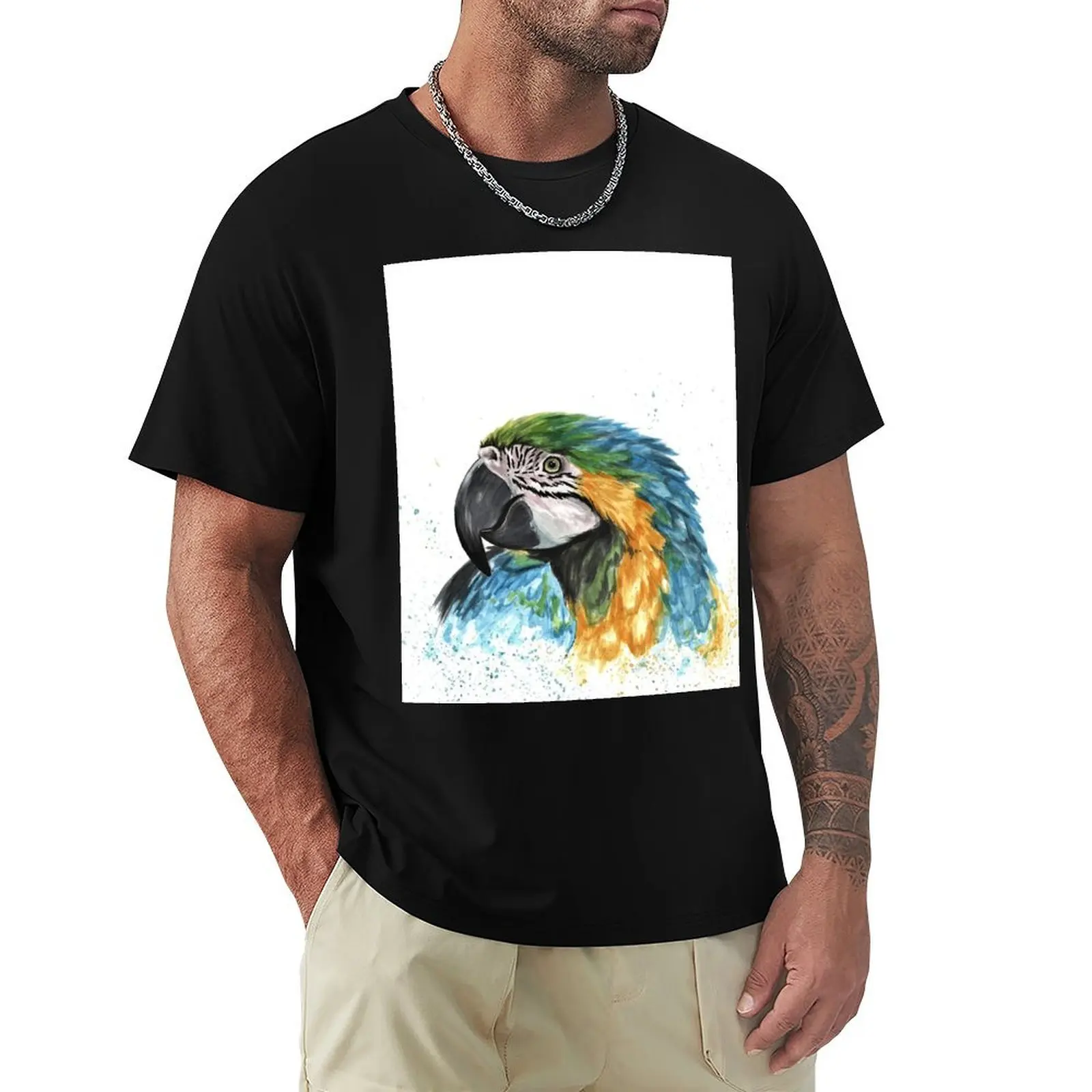 

Blue macaw T-Shirt customs blue archive vintage t shirts luxury t-shirt men workout shirt