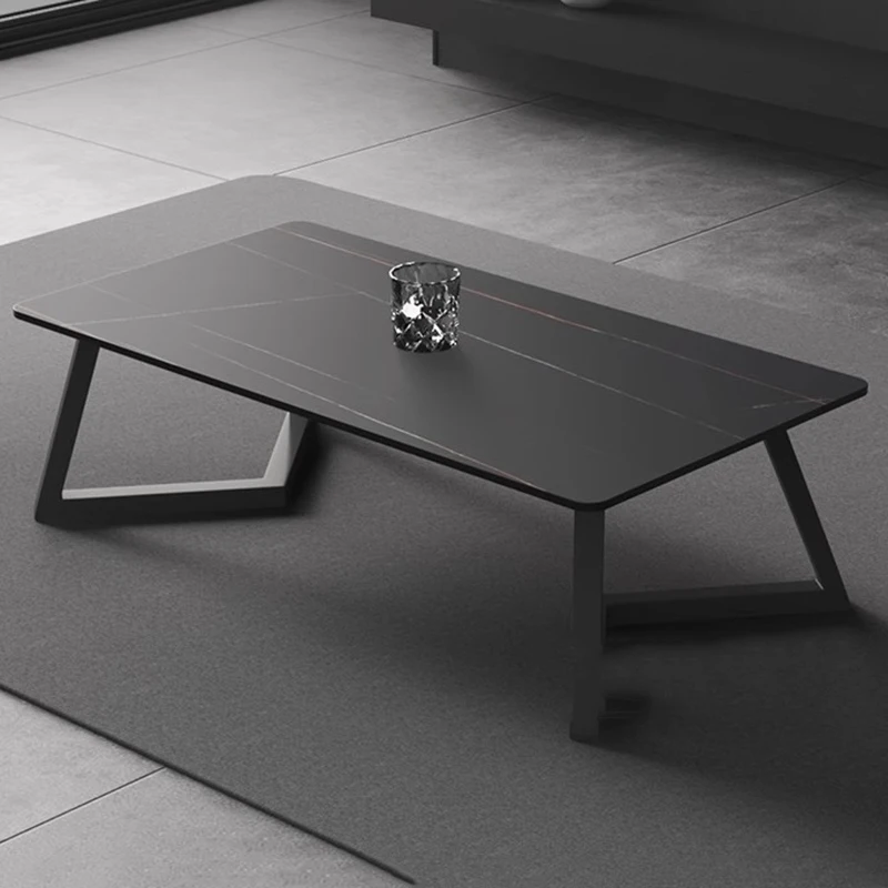 طاولة قهوة مستطيلة سوداء غير منتظمة وبسيطة لتوفير المساحة، طاولة جانبية لطيفة وفريدة من نوعها، ديكورات غرفة مساعدة جمالية ميسا #1