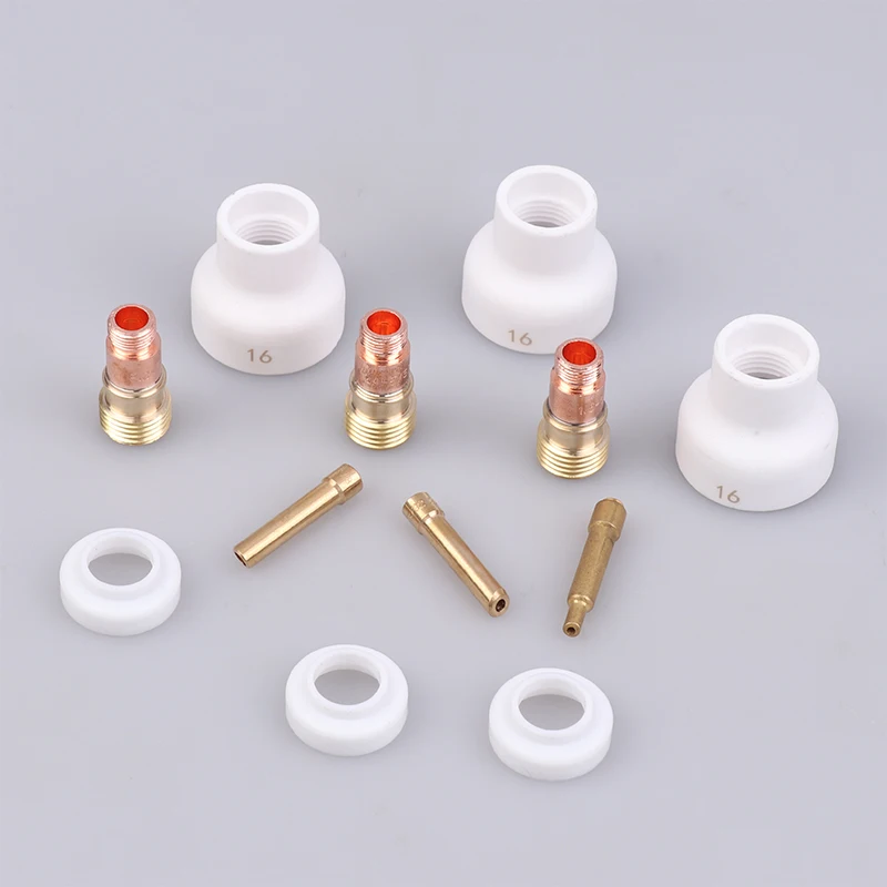 4Pcs TIG Welding 1.6/2.4/3.2mm White Ceramic Nozzle Alumina Cup Kit Torches WP17 18 26 Stubby Collets Body Gas Lens Set