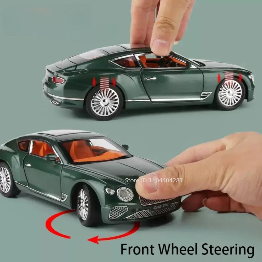 1:24 Continental GT Bentayga Miniature jouet voiture moulé sous pression en alliage modèle 4 portes ouvert son lumière retirer véhicule cadeau de noël