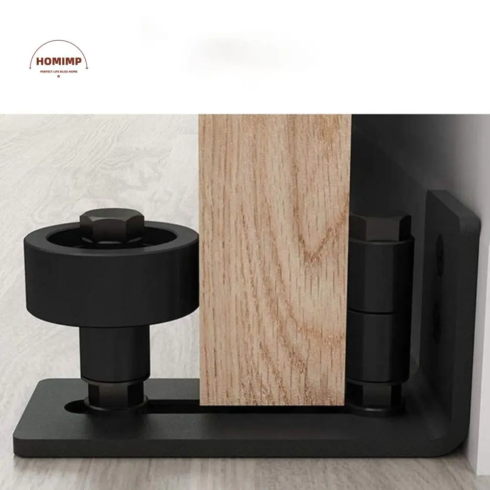 

Carbon Steel Barn Door Floor Guide Black Finish Flat Bottom Sliding Door Hardware Wall System 8-in-1 Style Flush Design
