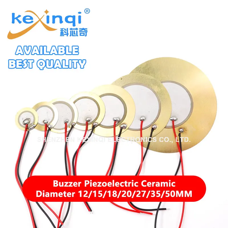 10PCS Buzzer Piezoelectric Ceramic Wafer Plates High-Quality Dia 12/15/18/20/27/35/50MM with Wire for Loudspeake