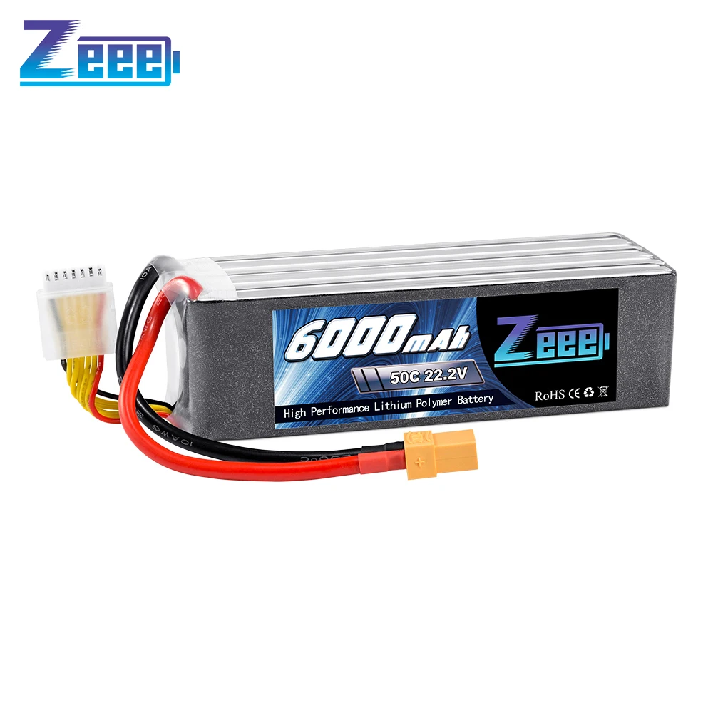 

Zeee 6S FPV Drone Battery Lipo Battery 6000mAh 22.2V 50C with XT90 Plug for RC Car Airplane Boat Buggy Racing RC Models Parts