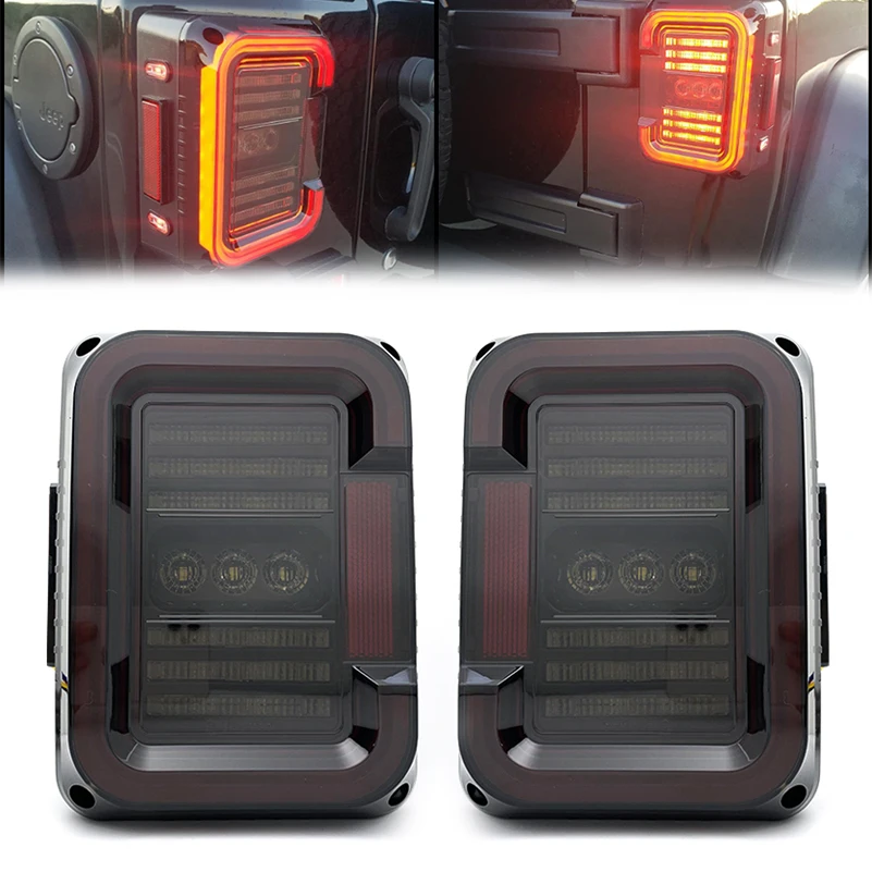 

2PCS Car LED Tail Light Brake Reverse Turn Signal Rear Taillight Assembly DOT EMARK E9 30W Jeep Wrangler JK JKU 2007-2018 2017.