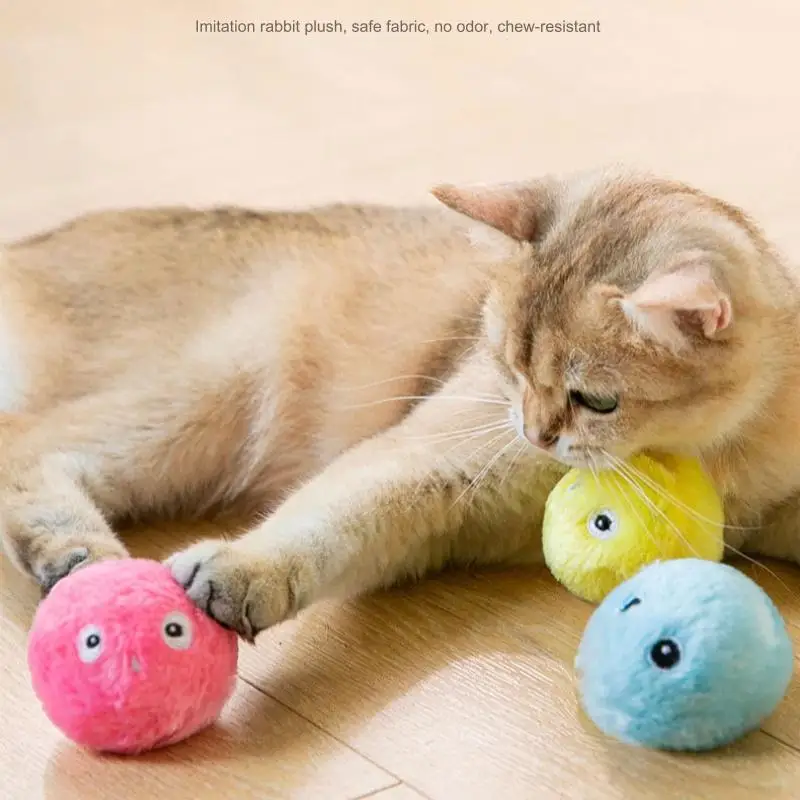 

Smart Cat Toys Plush Electric Catnip Training Toy Kitten Touch Sounding Pet Product Squeak Toy Ball