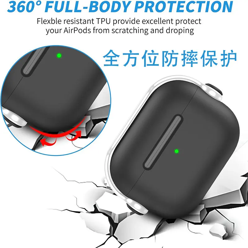 สําหรับ AirPods Pro/Pro 2 กรณีกันกระแทกหูฟังอุปกรณ์เสริมป้องกันนุ่มสําหรับ Apple Airpods 4 รุ่น (สีดําและสีขาว)
