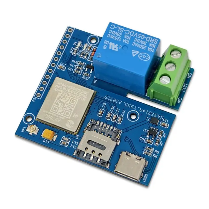 Модуль управления одним реле AA73 IoT 4G с чипом AIR780E, поддерживает питание через Type-C