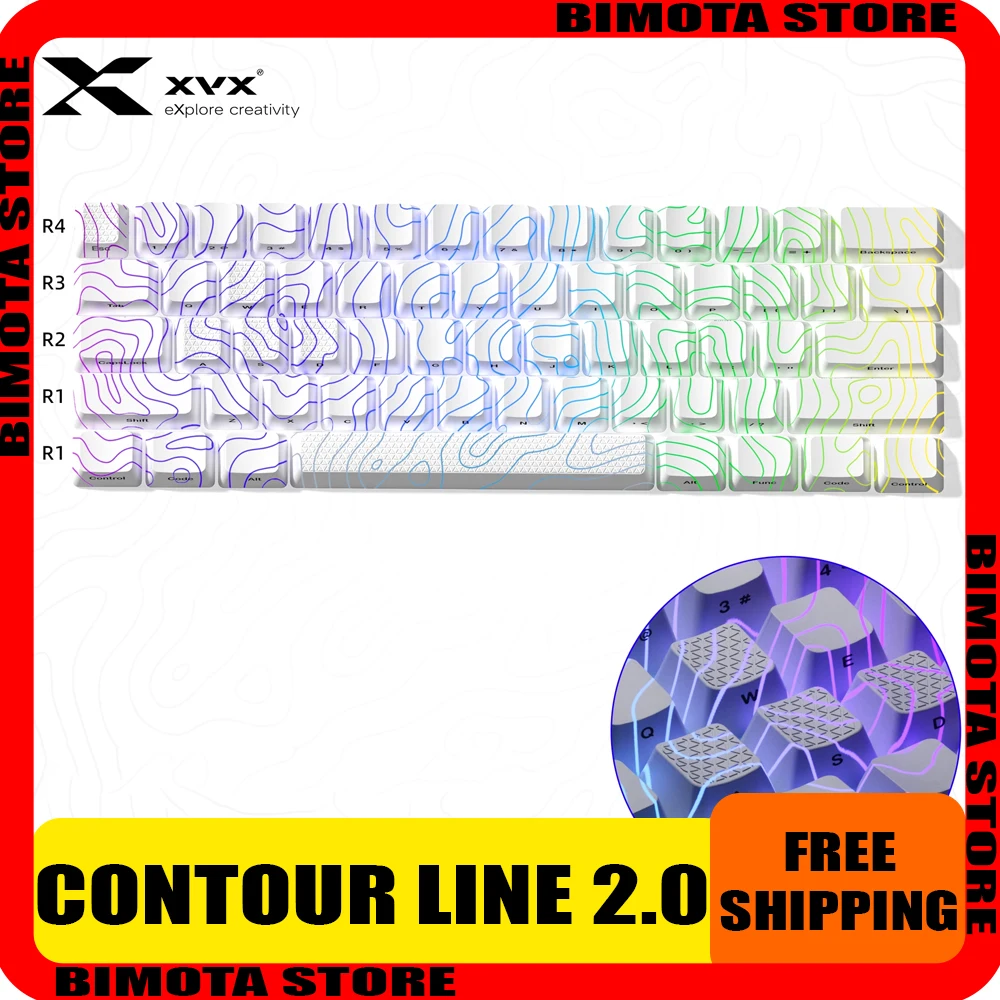 

Xvx Contour Line 2,0 Keycap прозрачная боковая резьба Imd механическая клавиатура под заказ Keycap 3d Hot-Swap Wooting Pc Gamer Gift