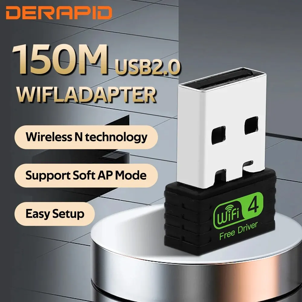 

USB WiFi N-150M Wireless Adapter 2.4Ghz Network Booster USB2.0 Wlan Receiver Card For PC/Laptop For Win7/8/10/11 Driver Free