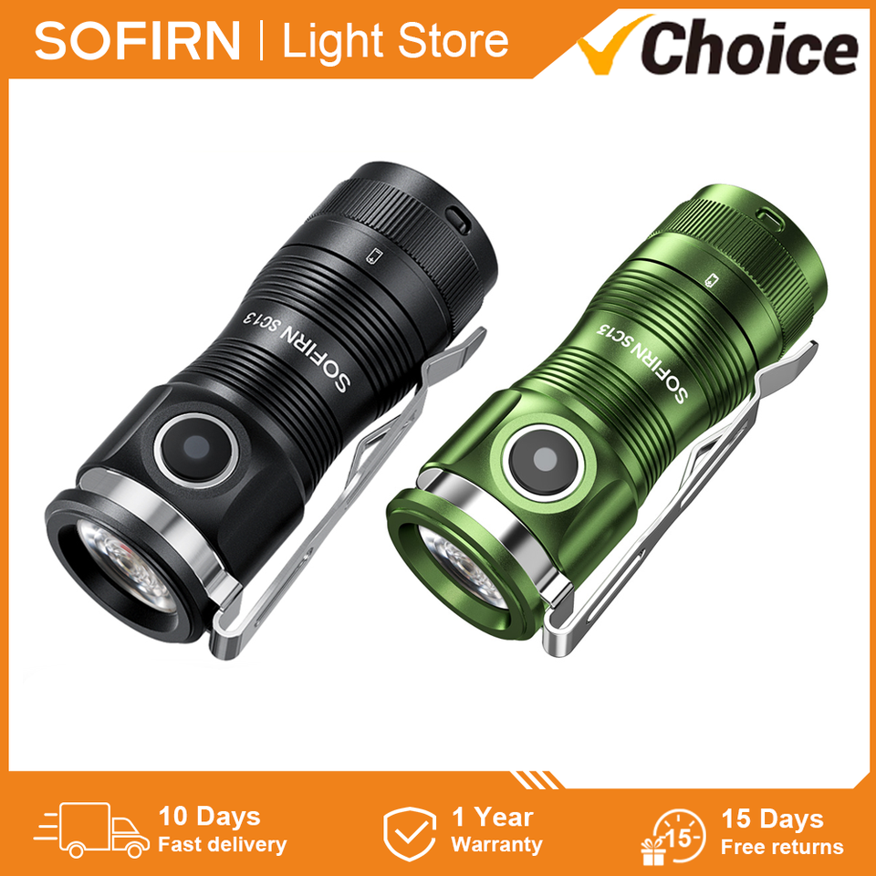  Sofirn SC13 SST40 6000K LED 1300lm Mini Tactical 18350 Flashlight 519A 5000K Keychain Emergency Torch Powerful Lamp 