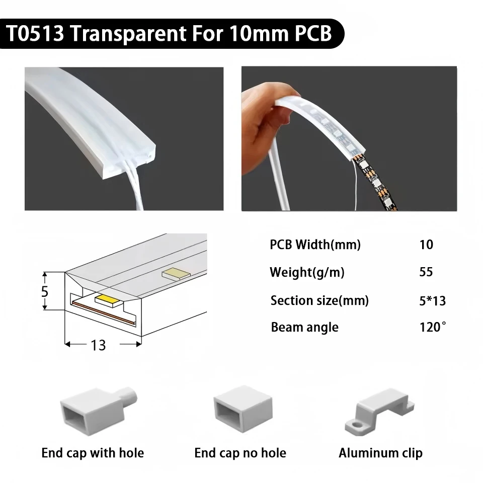 IP67 wasserdichte LED-Neon-Silikon-Lichtröhre, geeignet für 5 mm, 8 mm, 10 mm, 12 mm PCB WS2812B WS2811 5050 RGB-Lichtleiste – Detail 11
