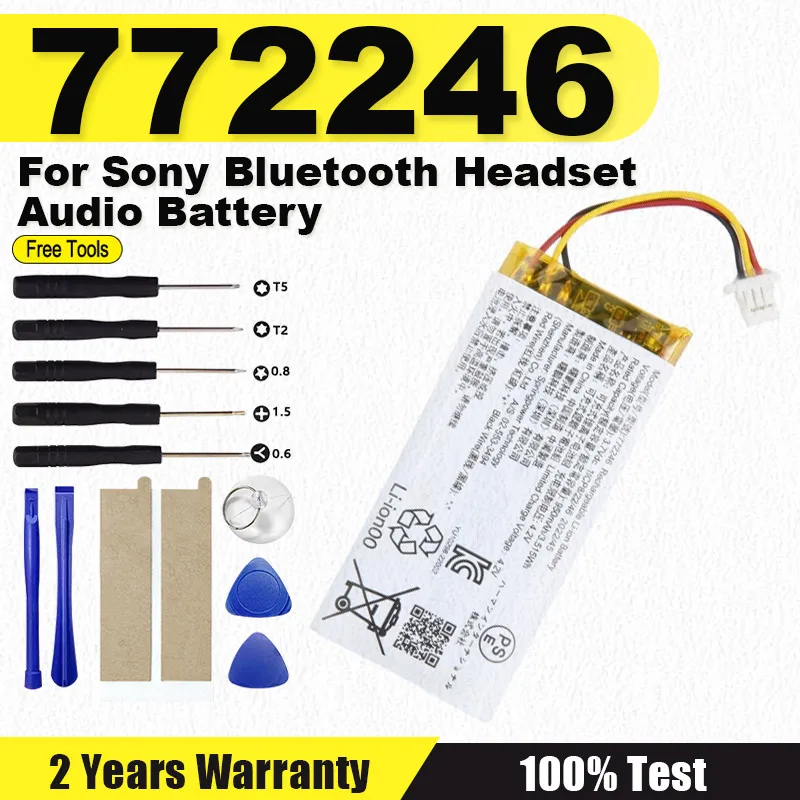

772246 Новая высококачественная сменная батарея для Sony Bluetooth-гарнитуры, аудиобатарея 3,7 В, 950 мАч + бесплатные инструменты