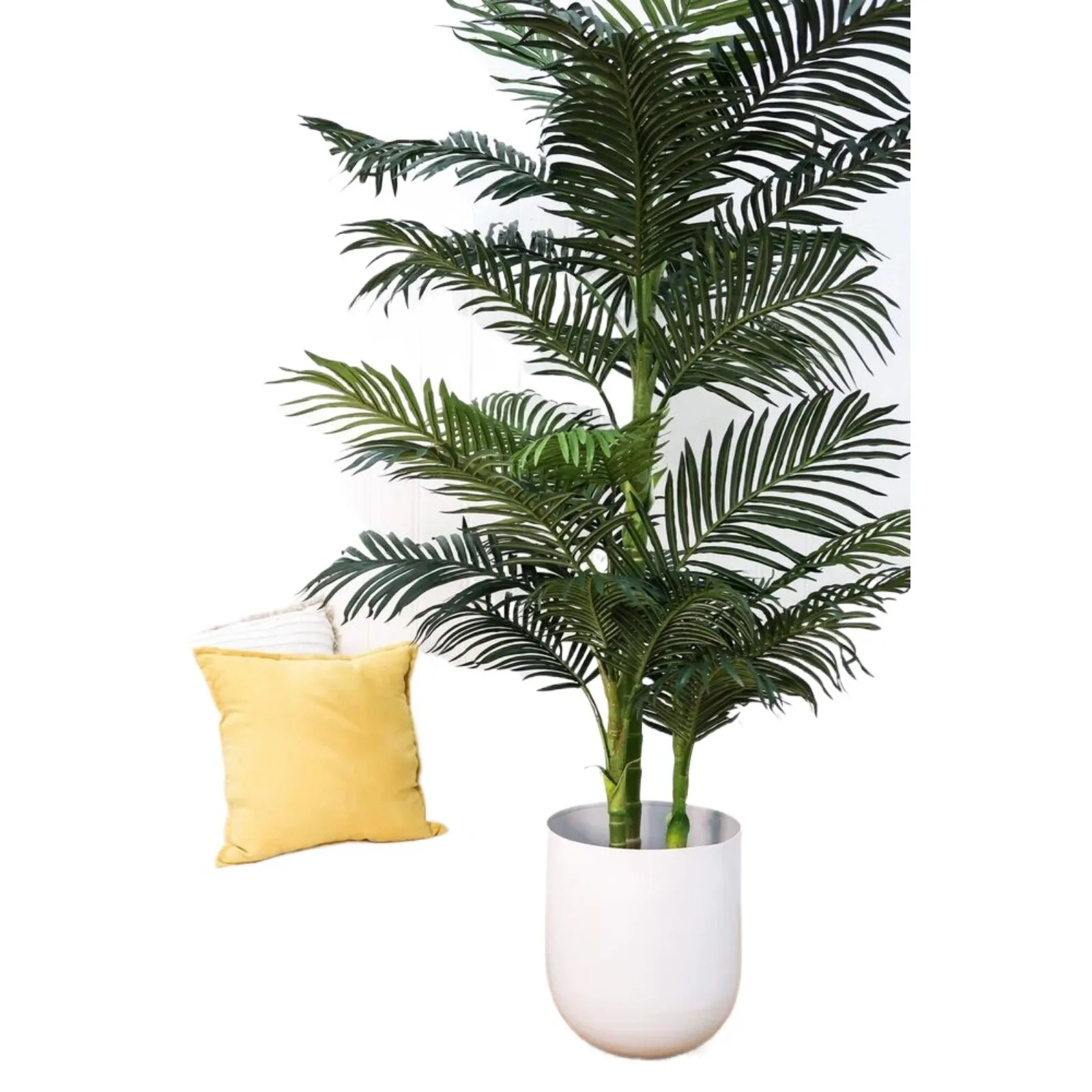 6.5' Triple Trunk Golden Cane Artificial Palm Tree Home Decor. Retail $189 United States