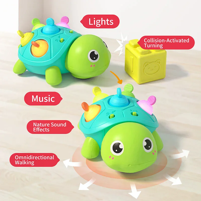 

Baby Toys 6–12 Months, Musical Turtle Infant Toy, Teething Toy With Light Up For Babies, Early Learning Educational Toy