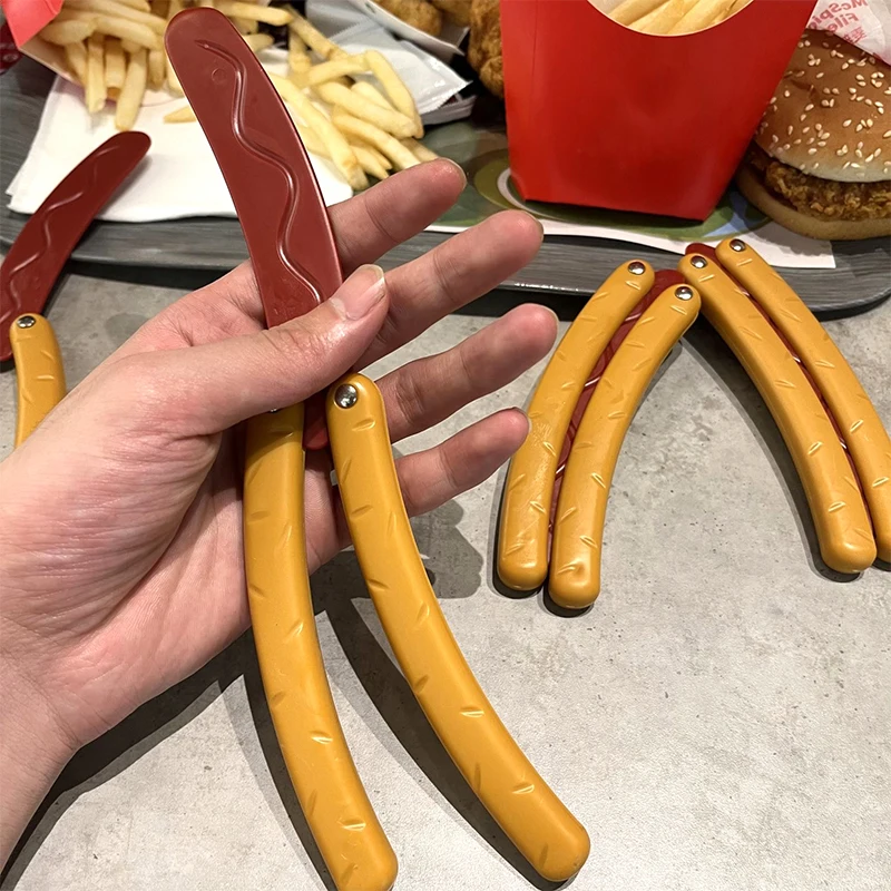 3D Printing Gravity Hot Dog Butterfly Knife Banana Radish Knife Model Push Card Decompressionn Toy Student Prize