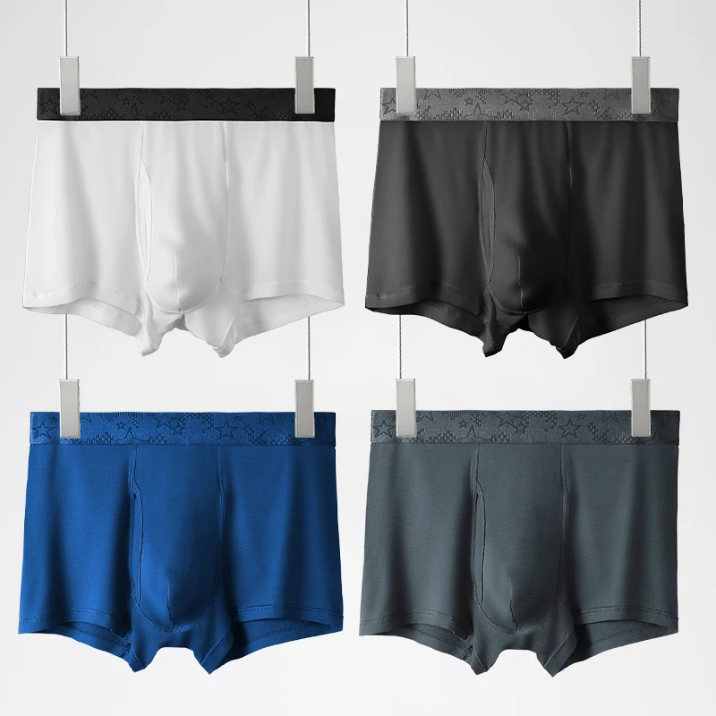 4PCS Men's underwear, modal briefs, comfortable and breathable, youth quadrangle soles, large size shorts