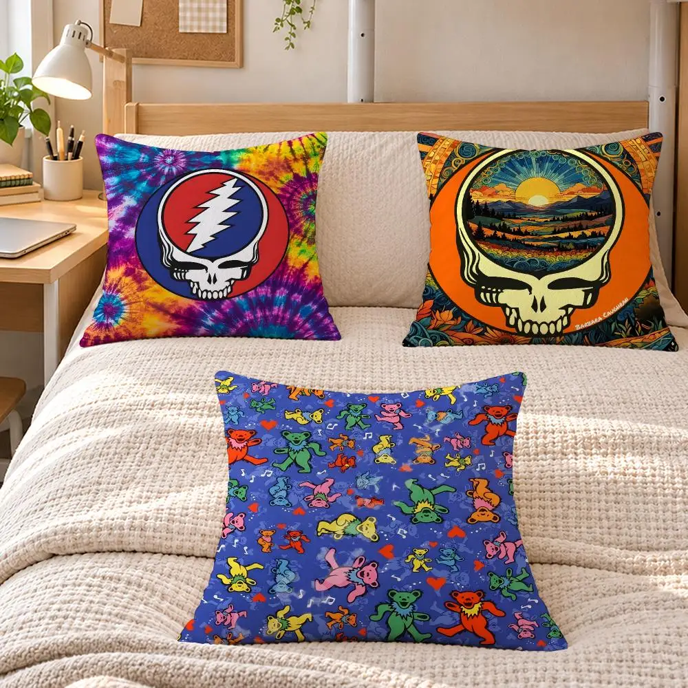 Music Rock G-Grateful Dead Cushion Cover Soft Short Plush Sofa Bedroom Den Car Dorm Decor Gifts