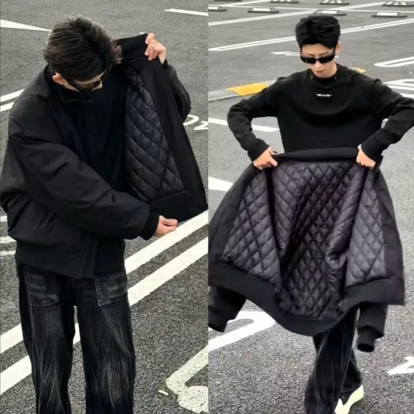 

Winter Thicken Coat Men's New Chinese Style Standing Collar Outer Tops Casual Fashion Loose Warm Jacket Male Windproof Outfits