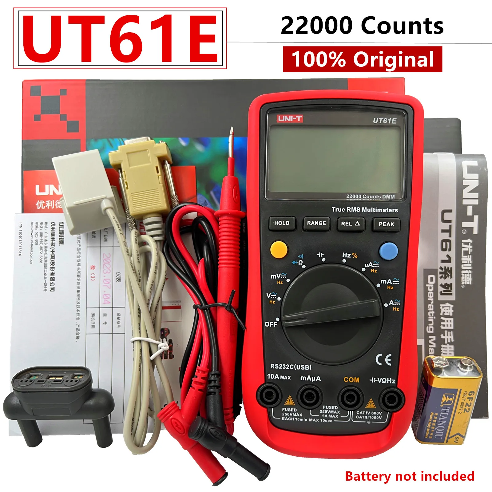 

UT61A/UT61B/UT61C/UT61D/UT61E Digital Multimeter Data Hold Multimetre+USB Voltage True RMS AC DC Auto Range