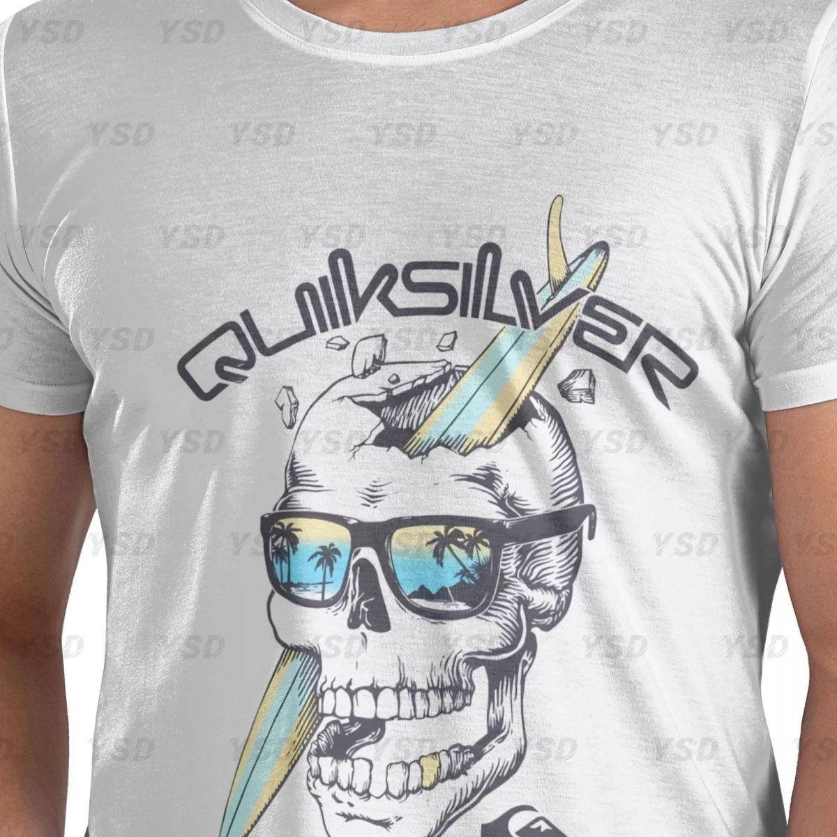 Quiksilve SKULL Men's tight fitting sports T-shirt,cosy,Oversized T shirt