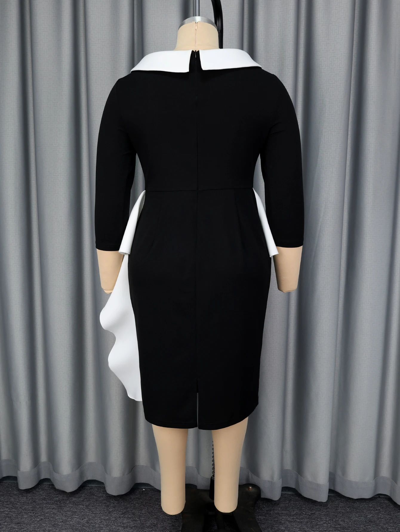 Elegant Femal Black White Colorblock Bodycon Dresses O Neck 3D Flower  Peplum Draped Church Work Party Formal Occasions 2026 New - AliExpress  200000345