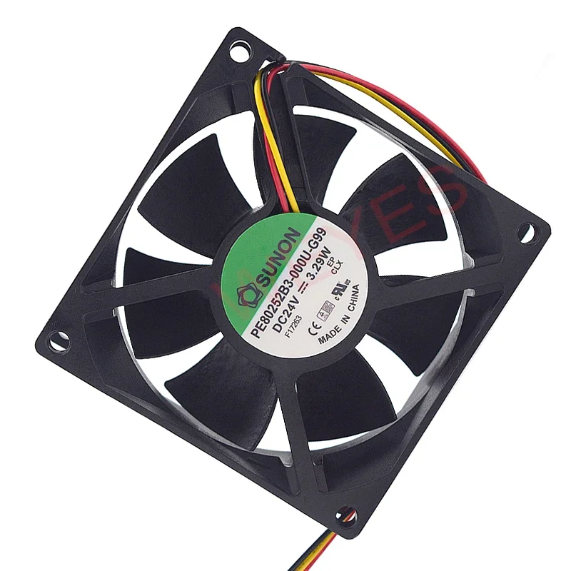 For SUNON PE80252B3-000U-G99 DC 24V 3.29W 80x80x25mm 3-Wire Server Cooling Fan