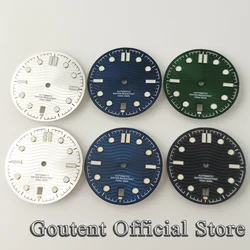 Goutent 31mm Luminous Black White Blue Green Sterile Watch Dial Fit NH35 Movement Fit 6 o'clock Watch Crown