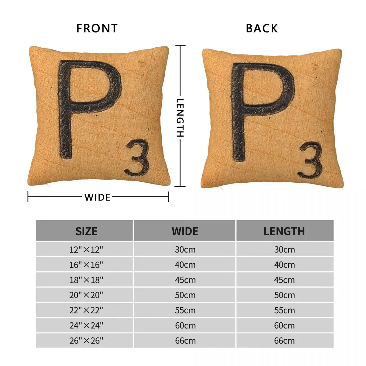 Scrabble Letter Tile P Square Pillowcase Polyester Linen Velvet Pattern Zip Decor Home Cushion Cover