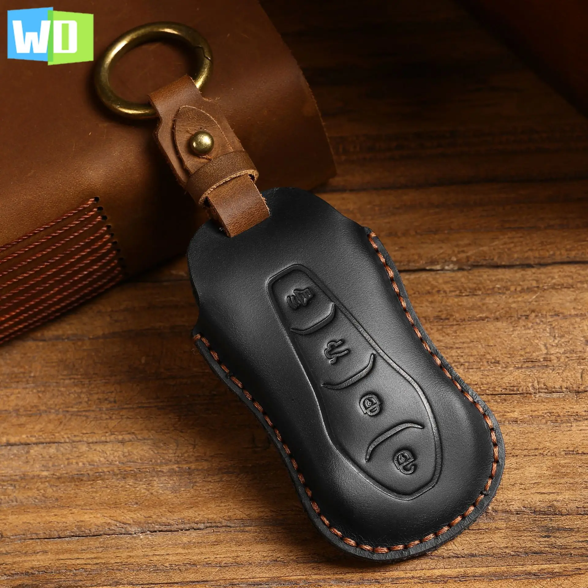 

Luxury Leather Car Key Case Cover Fob Pouch Keyring Holder Keychain Accessories For Geely Coolray Atlas Gs Vision X6 GC9 Shell