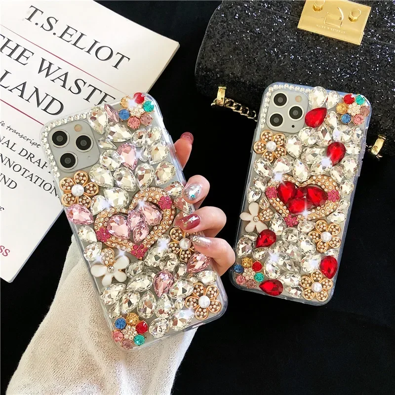 

Chic Bling Love Heart Phone Case for Samsung A51/A52/A54/A72 - Glittery Rhinestone Cover