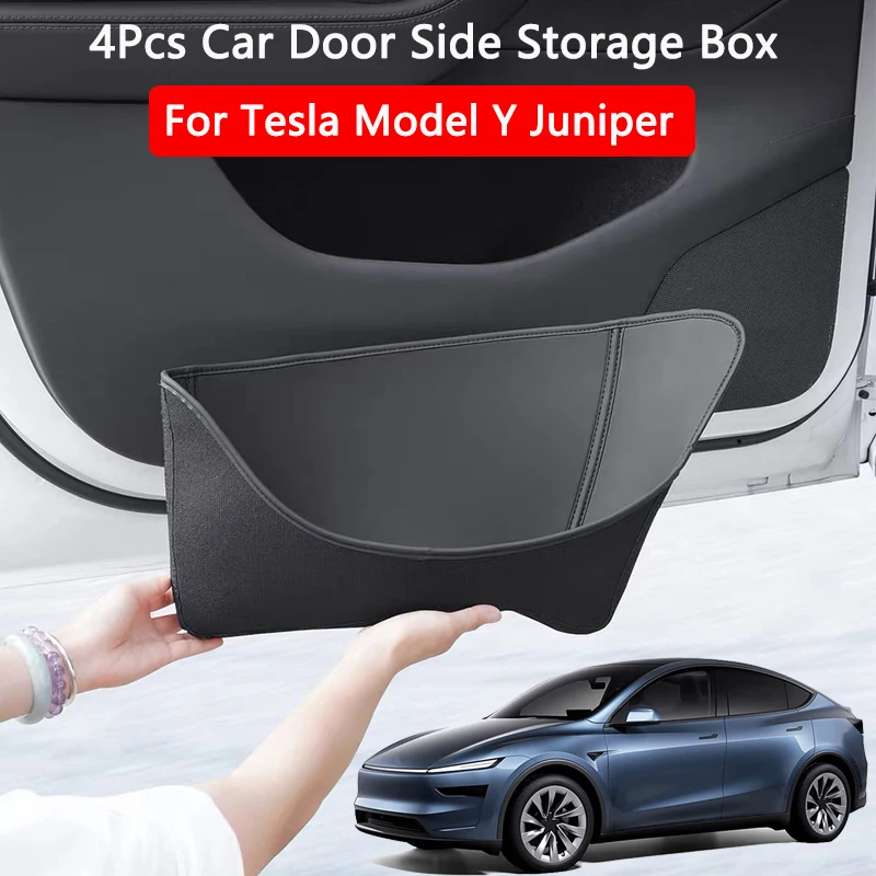 

For Tesla Model Y Juniper Car Door Side Storage Box Full Coverage Cover Front Rear Door Handel Pocket Organizer Tray Accessories