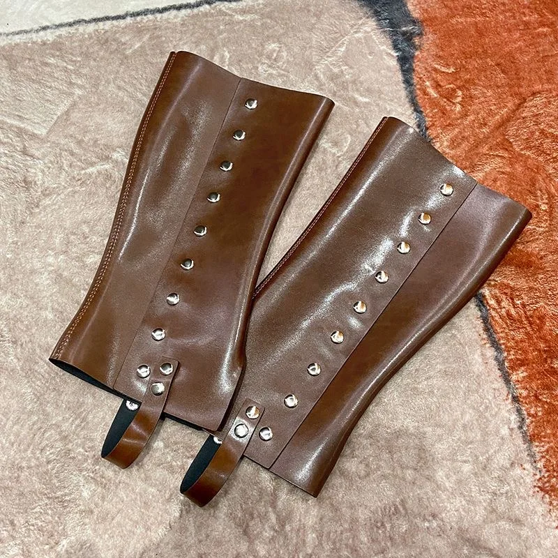Piraten-Kostüm-Stiefelüberzieher, Wikinger-, Jedi- und mittelalterliche Stiefelüberzieher, Kunstleder, Steampunk, hohe Leder-Schuhüberzieher, Accessoires – Detail 3