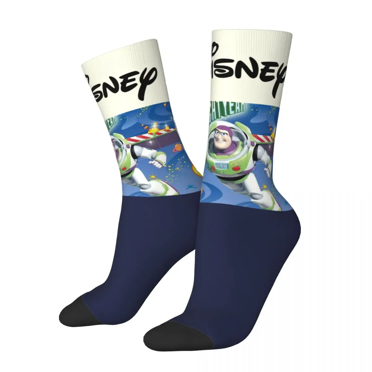 Crazy compression Buzz Lightyear Sock for Men Vintage Disney Toy Story Buzz Lightyear Seamless Pattern Crew Sock Casual