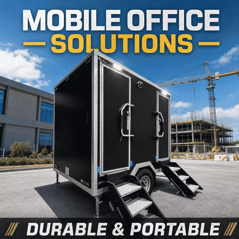 Industrial Mobile Restroom Heavy Duty Steel Frame Leak Proof Waste Tank For Construction Site Term Worker Sanitation Service