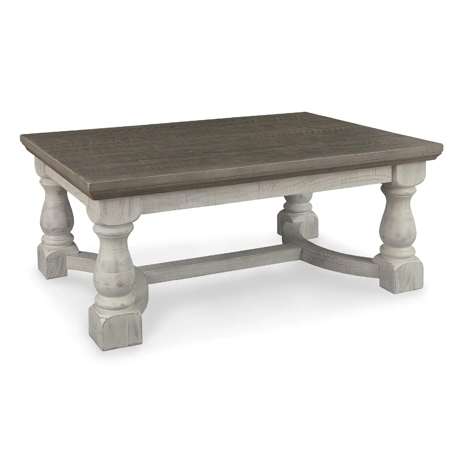 

Farmhouse Rectangular Coffee Table Weathered Gray White Finish Living Room Furniture Customized