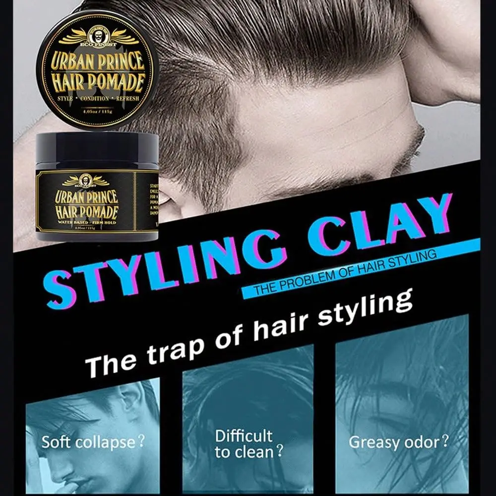 

Strong styling blue mud matte fluffy and non stiff men's styling hair wax