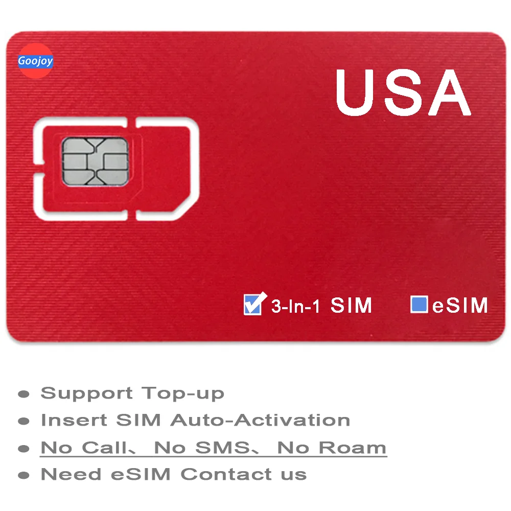 USA Prepaid Data Sim Card，US 5G / 4G， ATT or T-mobile Operato Network，America eSIM，US eSIM，USA Unlimited Internet Data SIM Card