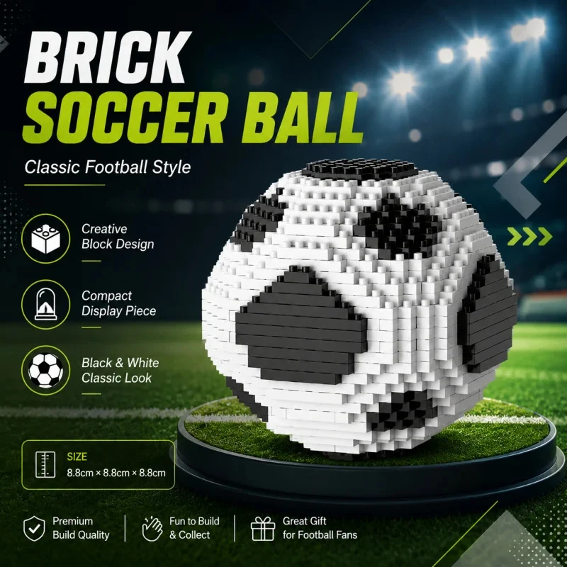 8.8cm Mini Soccer Ball Craft Ornament, Football Style DIY 3D Puzzle Model, Creative Desktop Display Decor Gift