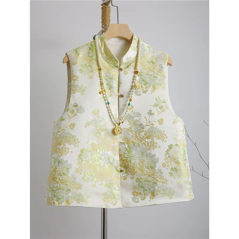 

Modern Chinese Vest for Women, Embroidered Tang Suit Waistcoat, Youthful Oriental Spring Fall Jacket
