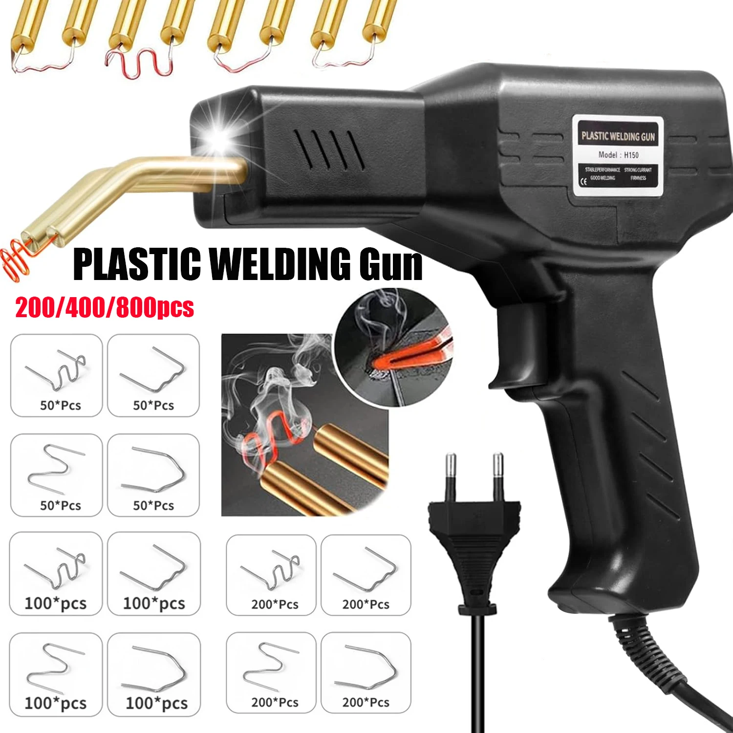 50W Welding Machine EU Plastic Welding Gun With 4 Kind Of Nails Car Bumper Repair Cracking Tool Garage Nailer PVC Machine Black