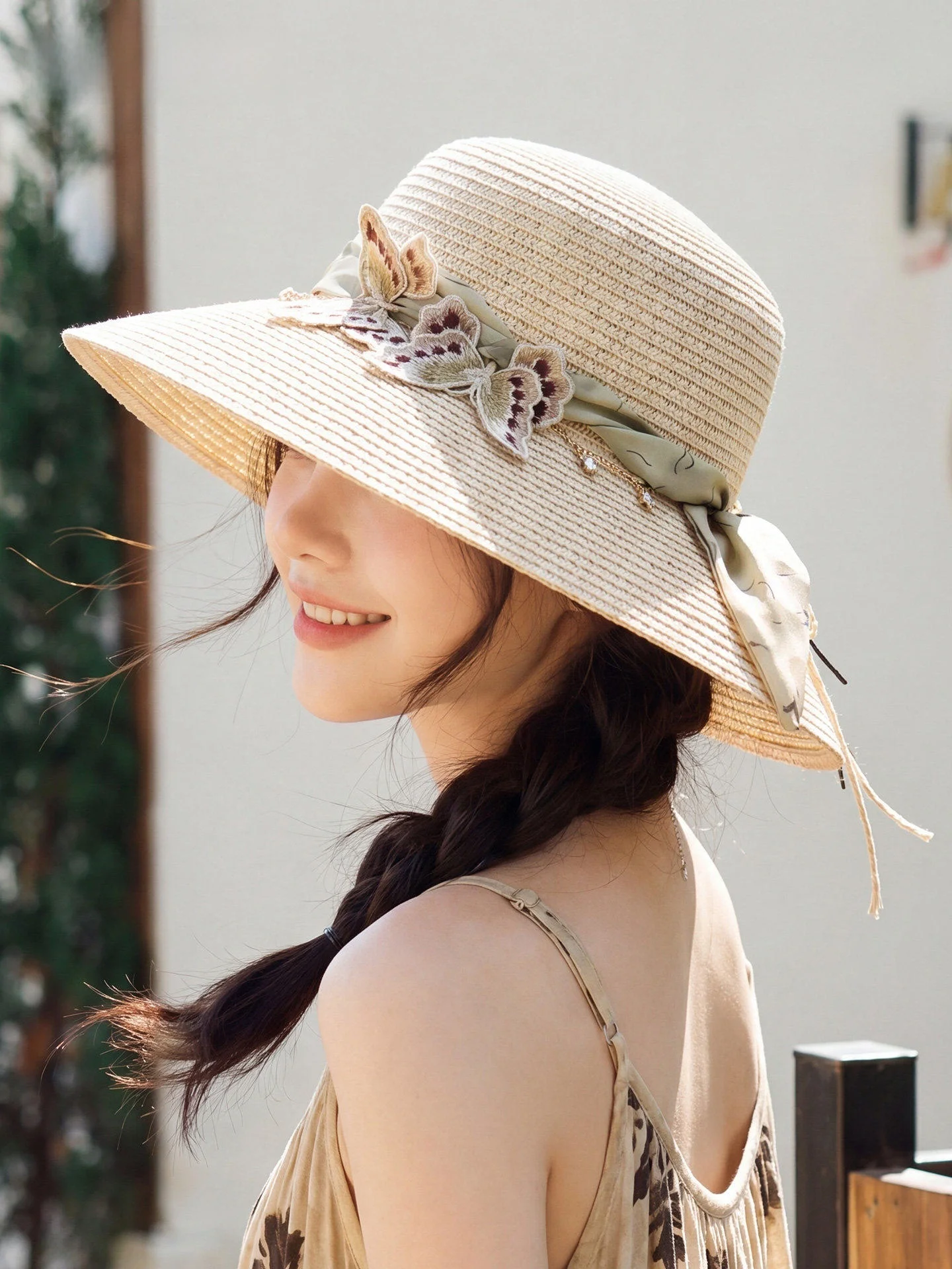 cacuss-女性の麦わら帽子夏屋外ワイドつば漁師帽子通気性日よけキャップ中国風のホリデーハット