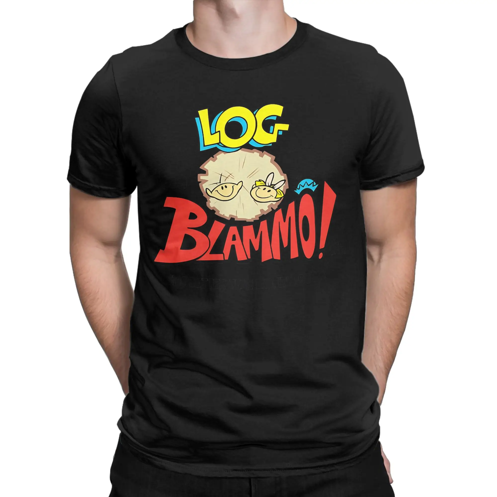 Log Blammo Funny 100% Cotton T-Shirt R-Ren & Stimpy Tees Tops For Men