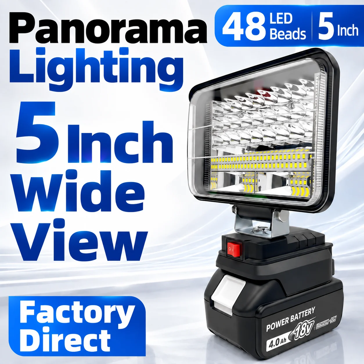 5-Inch 48-LED Wide-Angle Work Light – Compatible with Makita-Style Batteries (Ideal for Outdoor Fishing & Construction Sites)