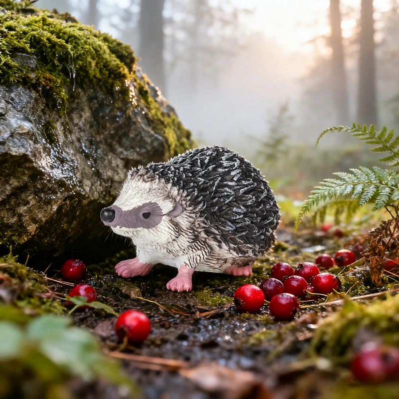 Oenux simulação selvagem selva floresta animais ouriço modelo figuras de ação bolo topper festa favor bonito educação brinquedo do miúdo presente