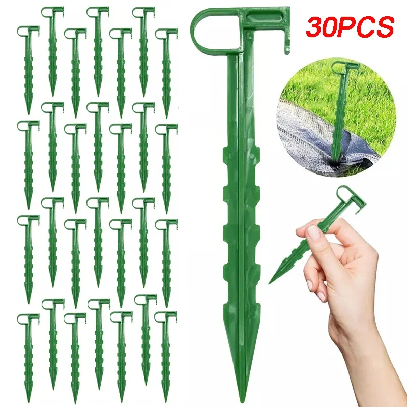 30PCS Plastic Ground Pegs Garden Camping Tent Anchor Pegs Greenhouse Garden Plant Netting Hooks Hold Down Tents