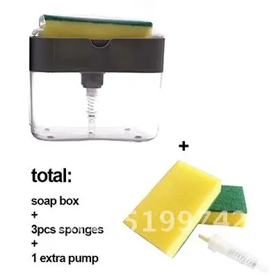 Soap Pump Sponge Caddy Soap Dispenser New Creative Kitchen 2-in-1 Manual Press Liquid Soap Dispenser With Washing Sponge