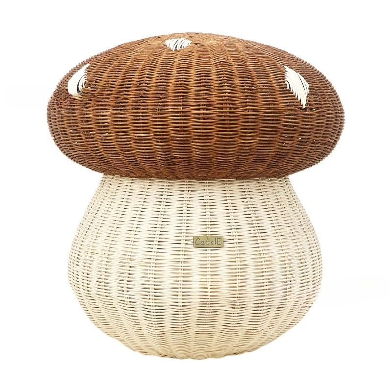 Nordic style mushroom-shaped dirty laundry basket rattan storage basket plush toy sundries storage box